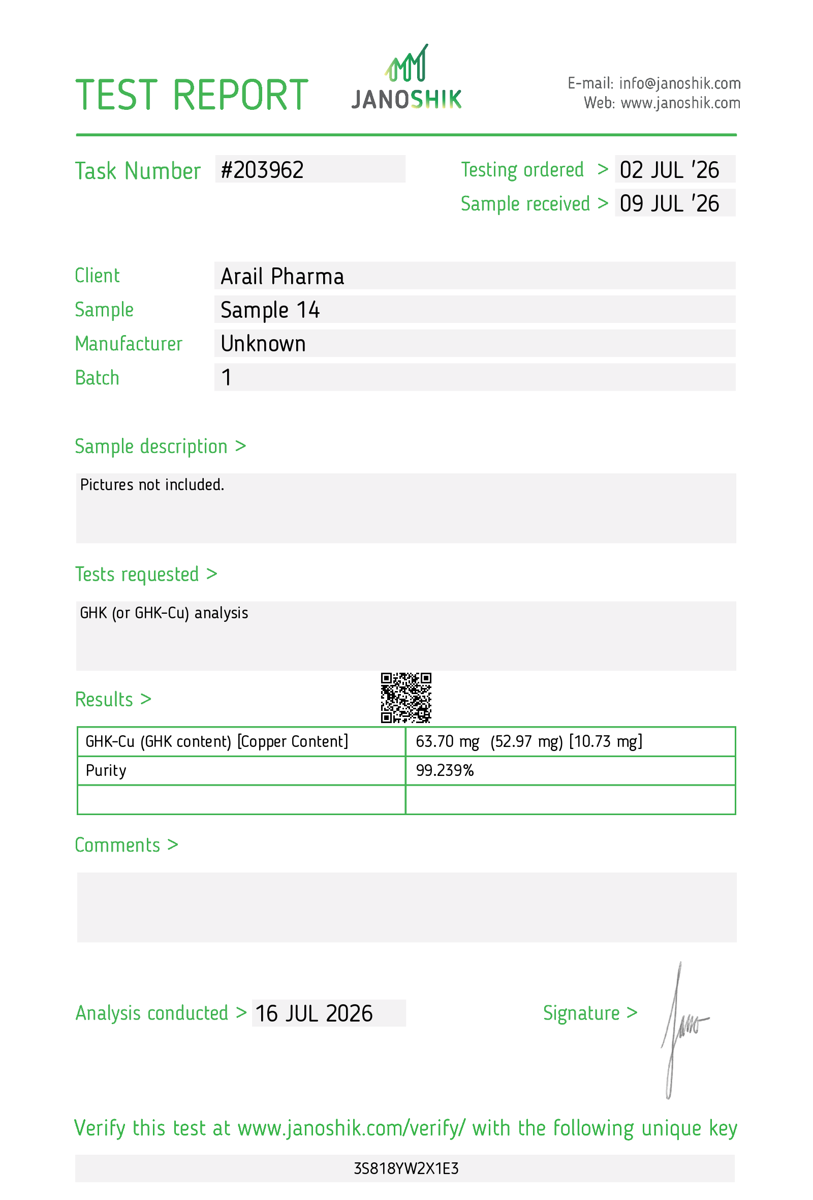 GHK-CU 50MG lab report