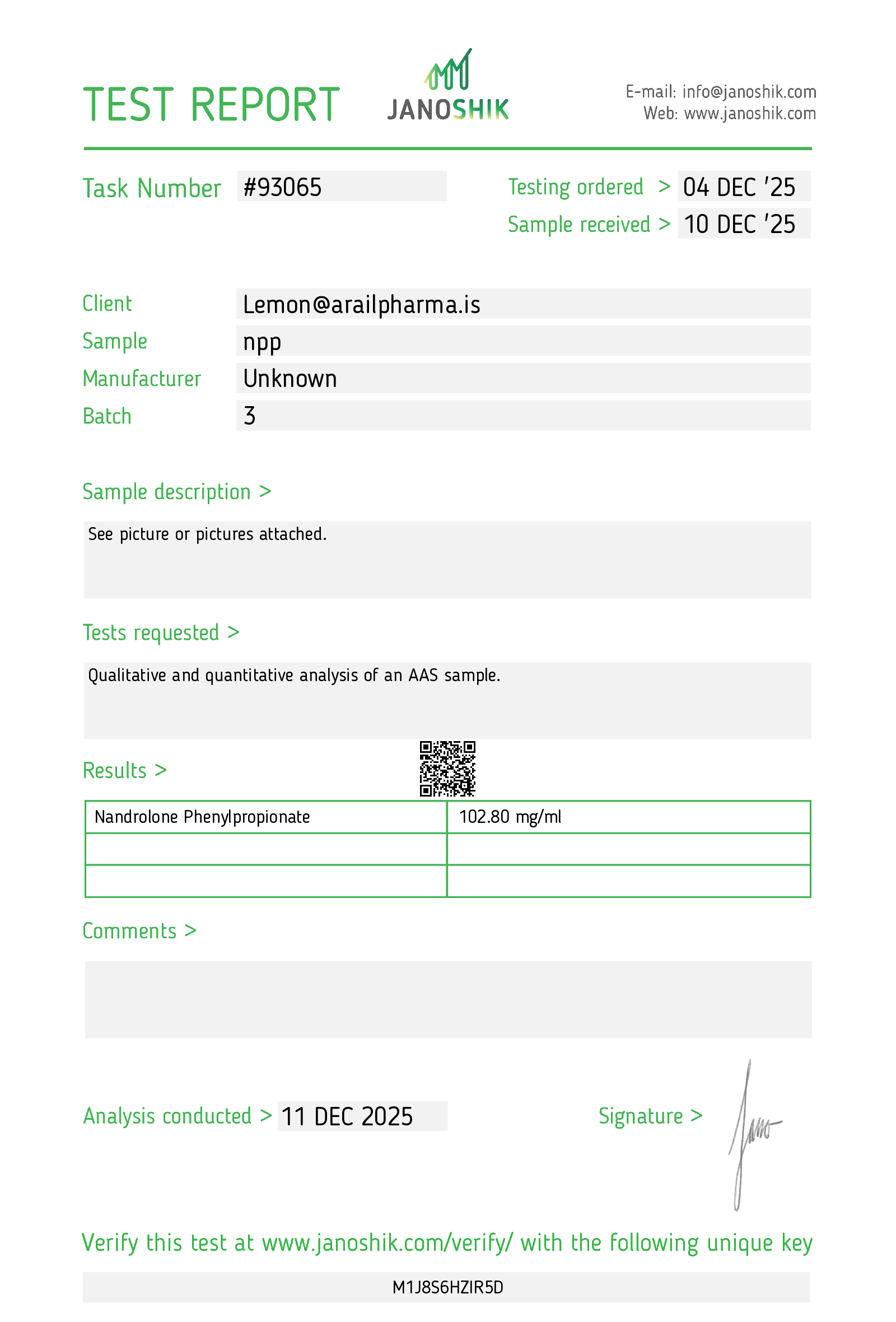 NANDROLONE PROP-100 lab report