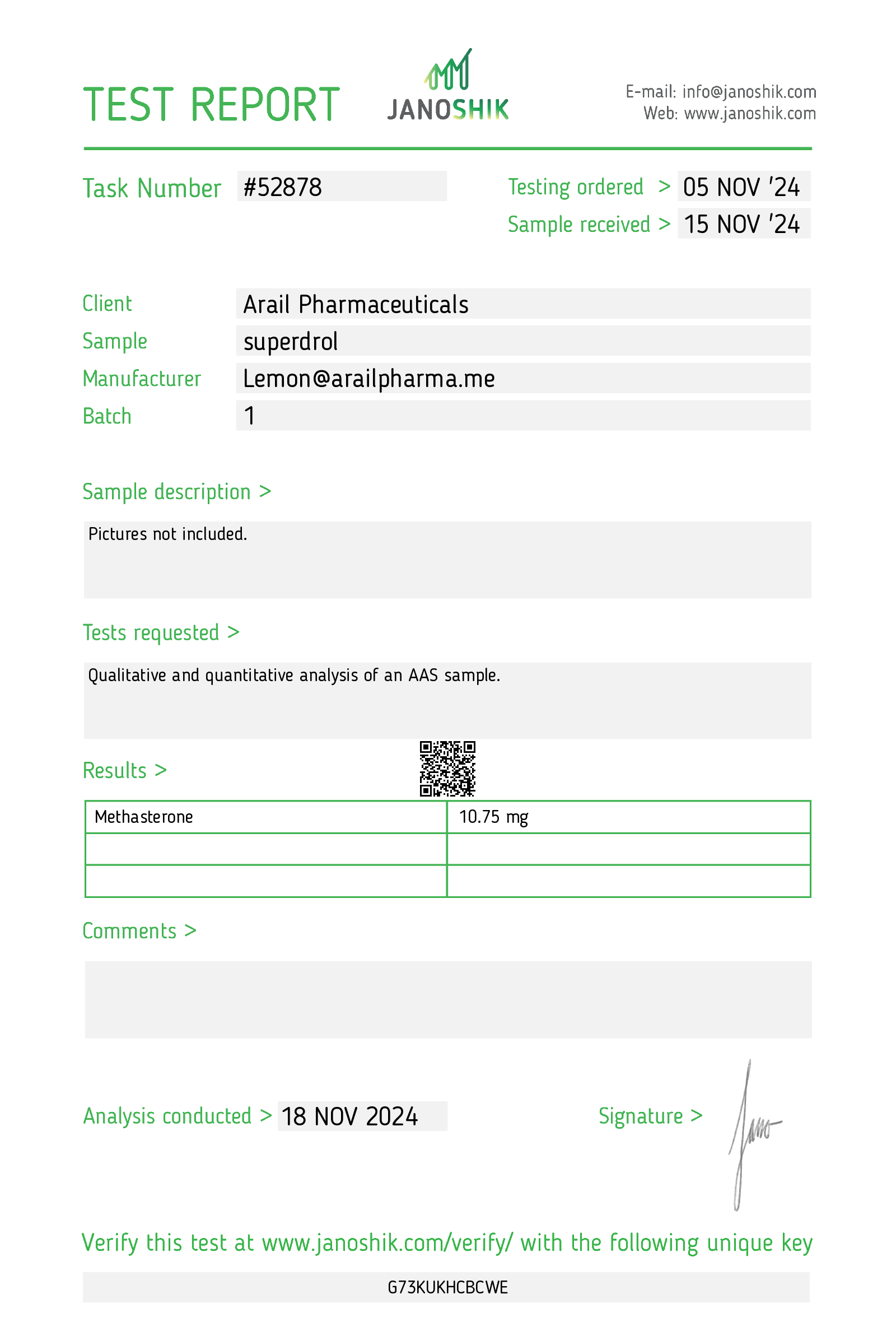 SUPERDROL 10 lab report